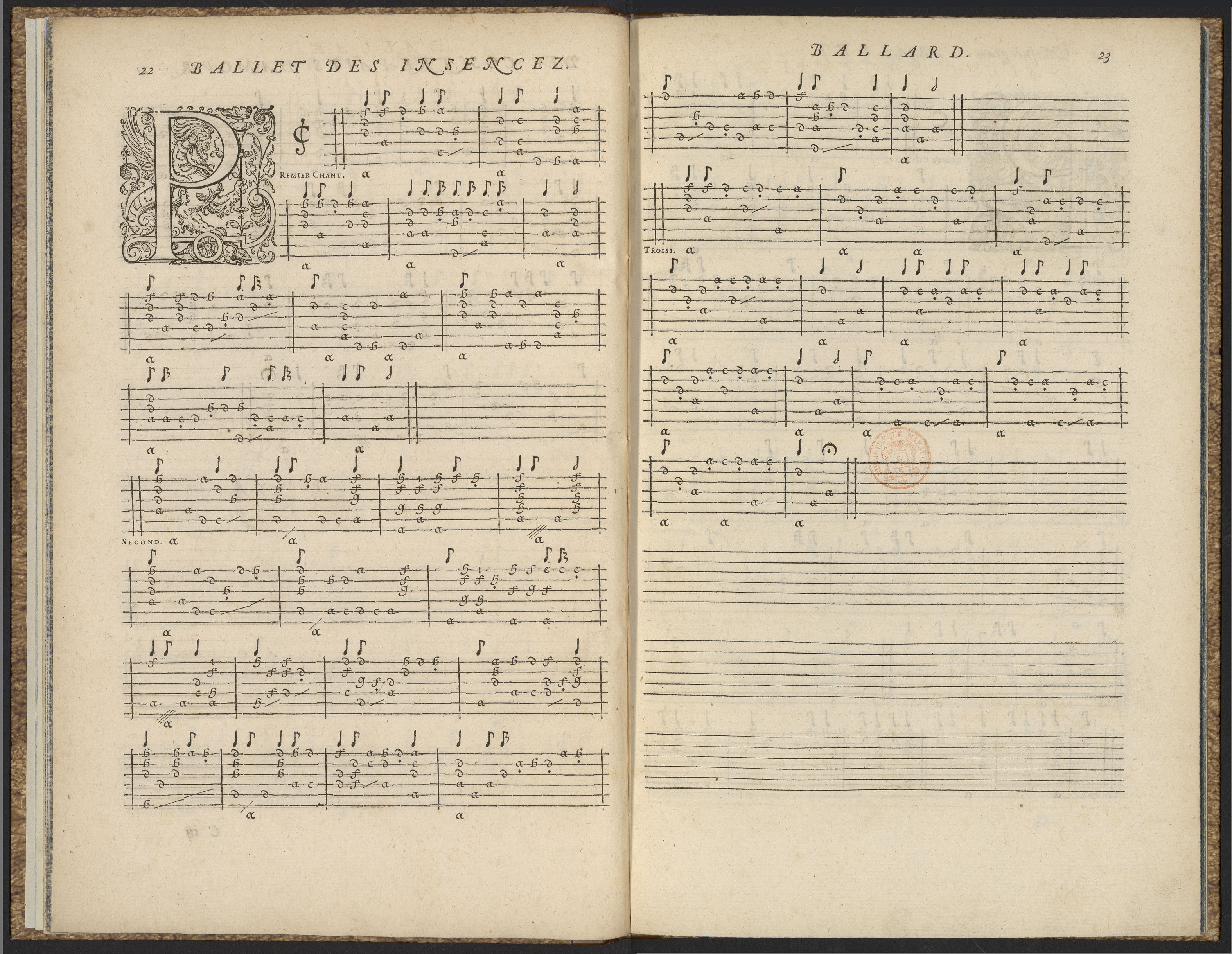 Robert BALLARD, Premier livre de luth, Bib. Mazarine 2° 4761 B [Res]