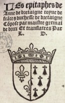 Les épitaphes d’Anne de Bretagne, 1514. Page de titre.