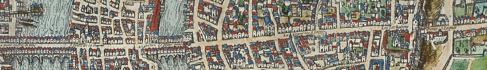 Plan de Paris par Georg Braun, c. 1530. Bibliothèque Mazarine, 2°4878K Res 2