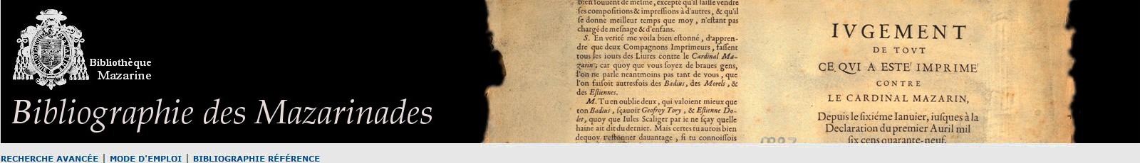 Bibliographie des mazarinades - capture d'écran